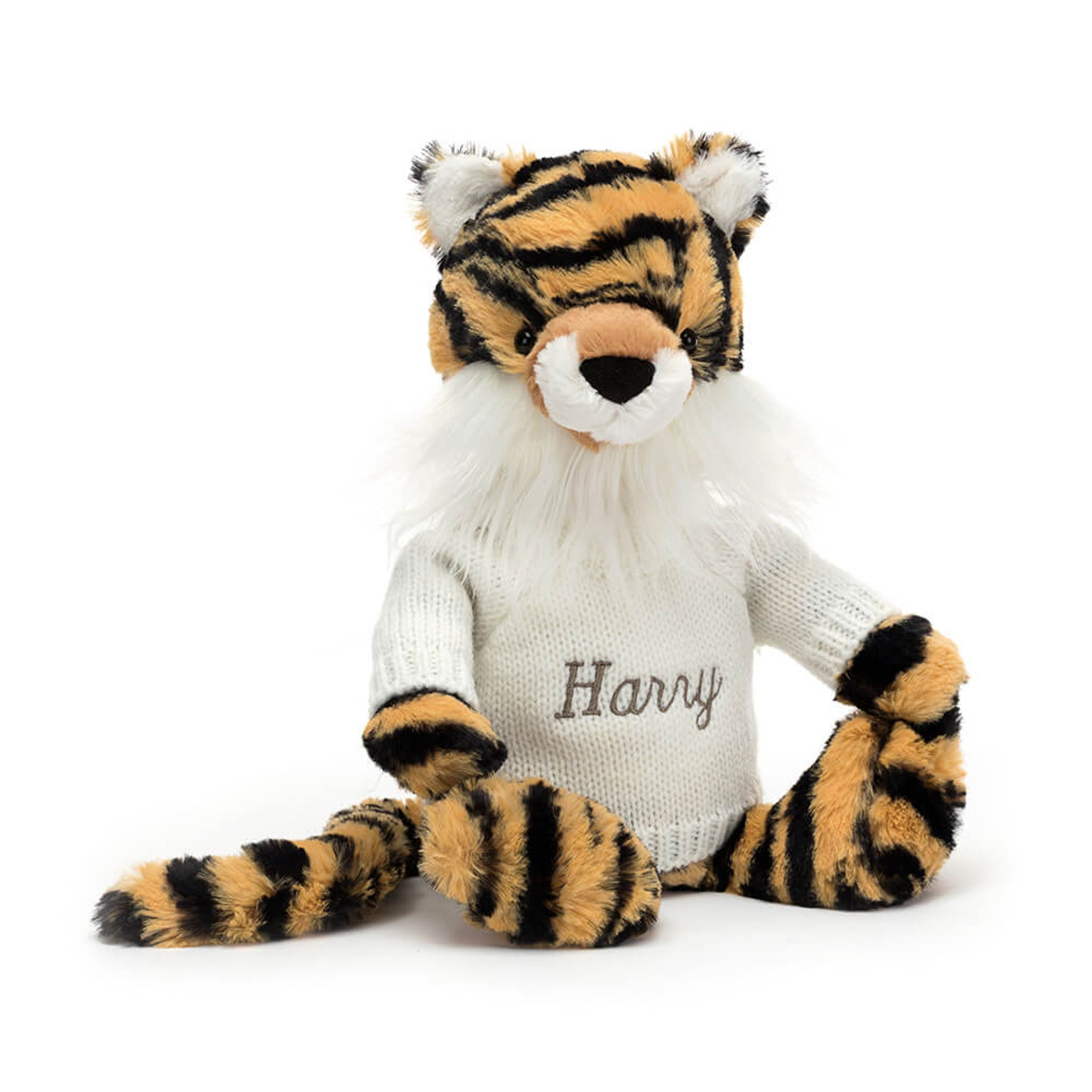 Bashful Tiger with Personalized Cream Jumper